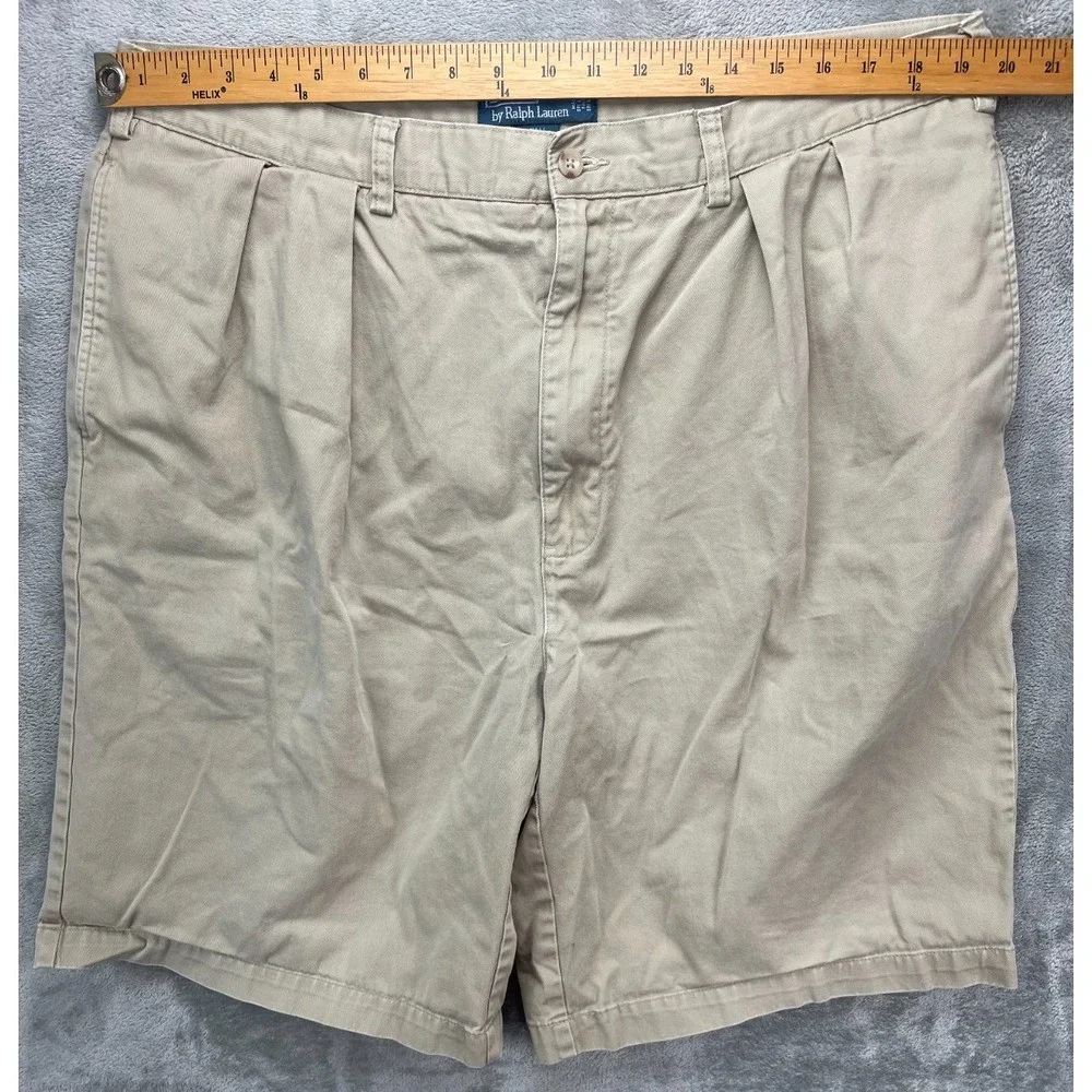Polo Ralph‎ Lauren Men's Tyler Shorts 40 Beige Pleated Casual